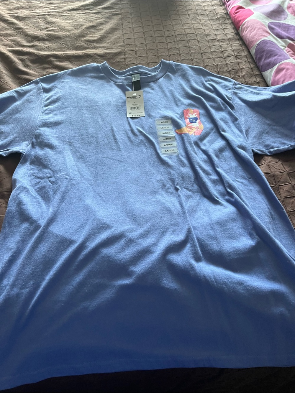 Men's Light Blue Graphic Pocket T-Shirt - Large